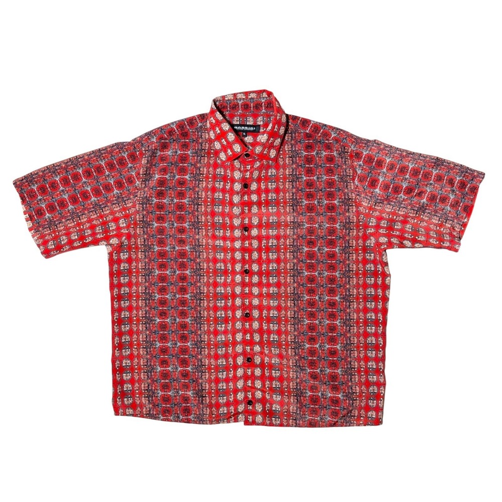 Bassiri Limited Collection Men's XL Red Medallion Print Short Sleeve Shirt